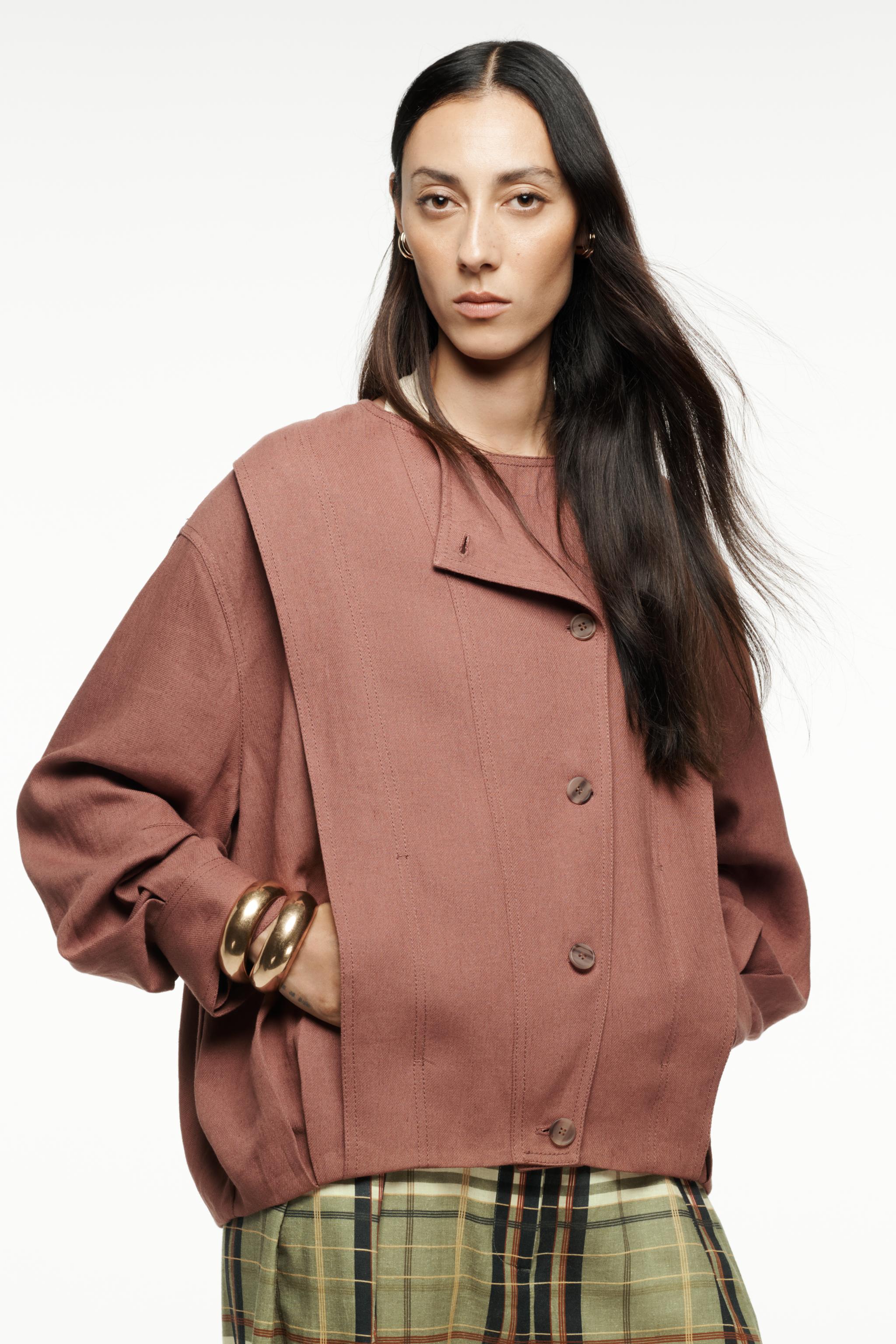 ZW COLLECTION LINEN BLEND BOMBER